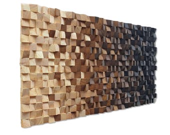 Wood wall decor large, wooden mosaic for living room decor