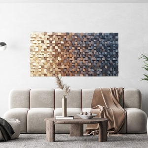 Holz Wand Dekor groß, Holz Wand Dekor modernes rustikales Stück, Holz Wand Mosaik für Wohnzimmer Dekor, Holz Wand Kunst, Holz Wand Dekor Bild 5