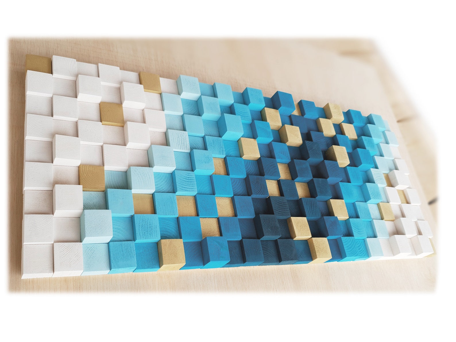 Blue and Gold Wooden Wall Decor Wood Wall Sculpture for Etsy