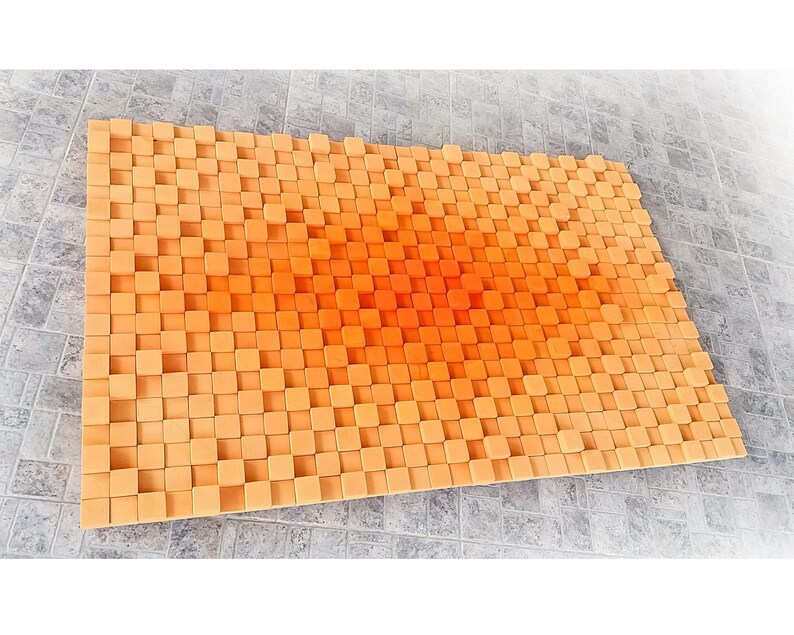 Rustic Wood Wall Sculpture Burnt Orange 3D Wall Art Rustic Etsy