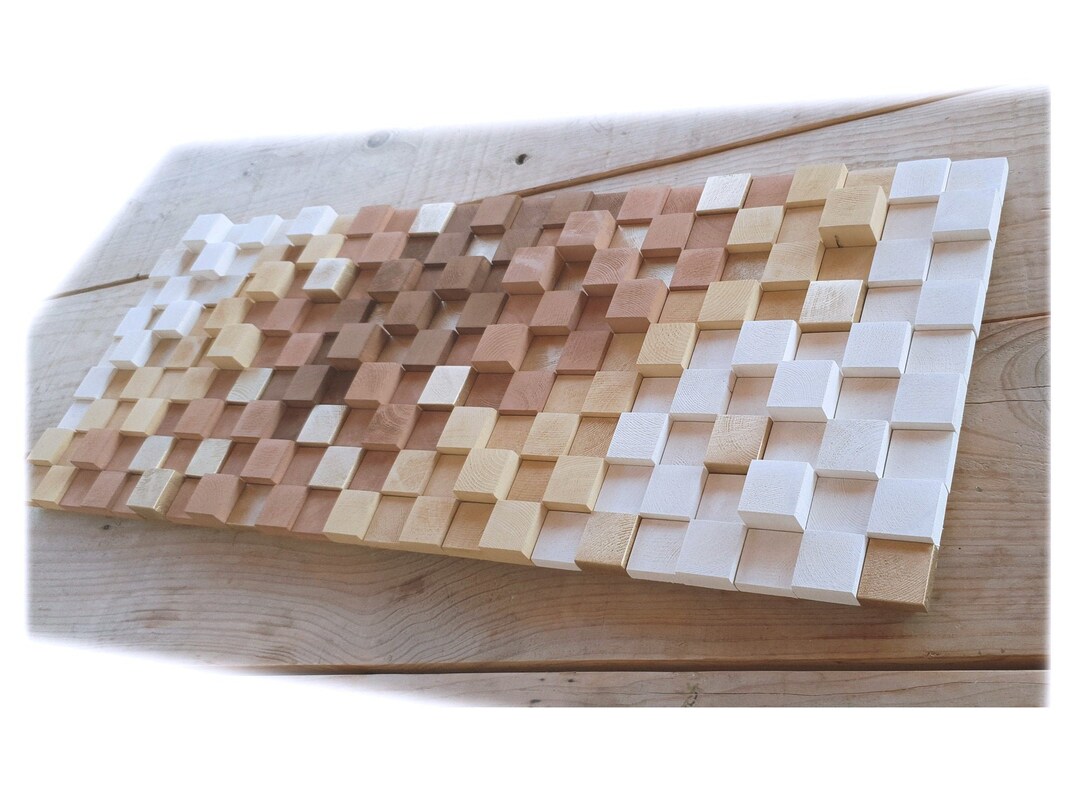 Sand and Gold Wall Decor, Wooden Wall Art, Wood Wall Sculpture, Rustic