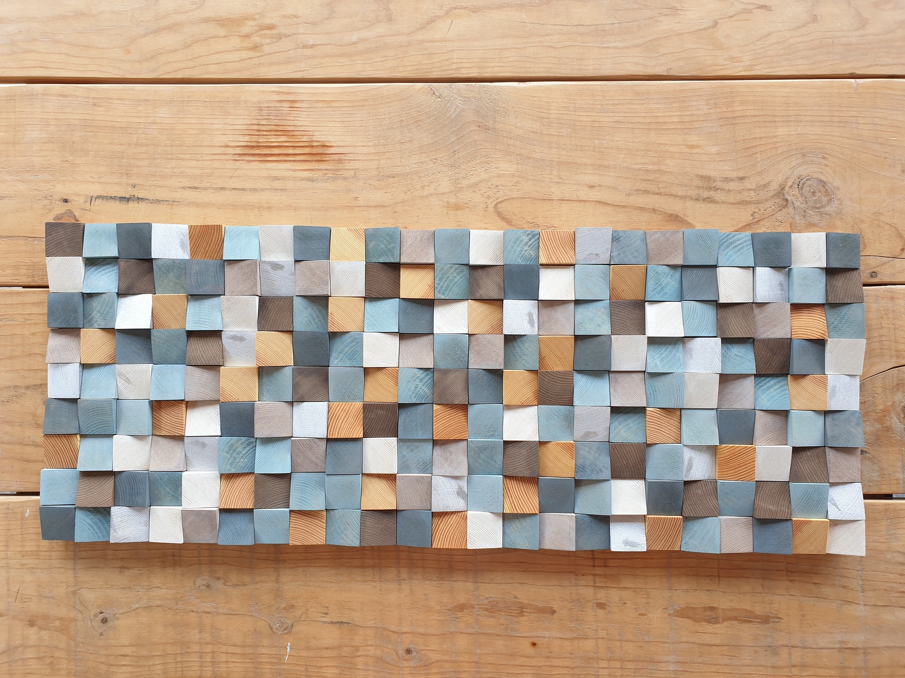 Blue and Silver Wood Wall Art for Living Room Decor Rustic Etsy