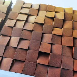 Gradient wood wall decor for modern living room, wooden mosaic for wall decor, wood sculpture wall art panel in warm shades for home decor image 8