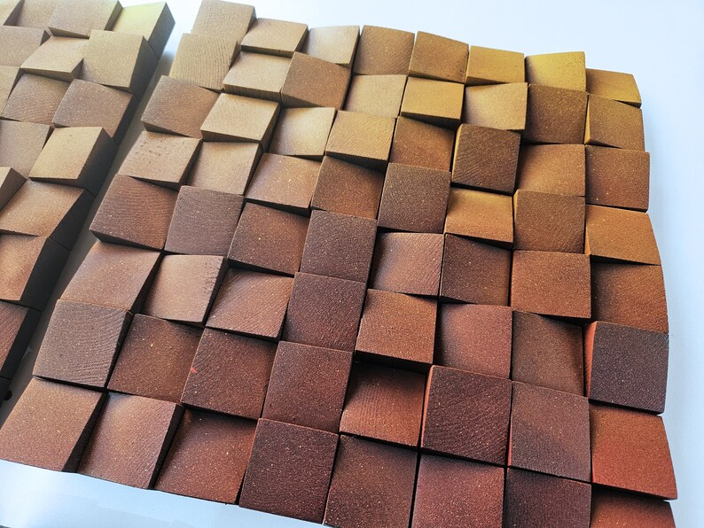 Gradient wood wall decor for modern living room, wooden mosaic for wall decor, wood sculpture wall art panel in warm shades for home decor image 8