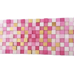 Original wooden wall art in shades of pink and gold, ideal gift for rustic house decor, wall decor