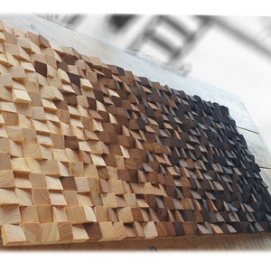 Holz Wand Dekor groß, Holz Wand Dekor modernes rustikales Stück, Holz Wand Mosaik für Wohnzimmer Dekor, Holz Wand Kunst, Holz Wand Dekor Bild 9