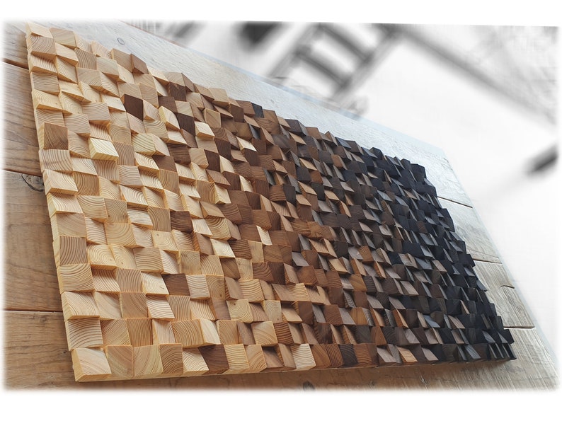 Holz Wand Dekor groß, Holz Wand Dekor modernes rustikales Stück, Holz Wand Mosaik für Wohnzimmer Dekor, Holz Wand Kunst, Holz Wand Dekor Bild 9