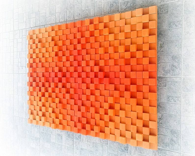 Rustic Large Wall Art Wood Burnt Orange Wall Decor Etsy