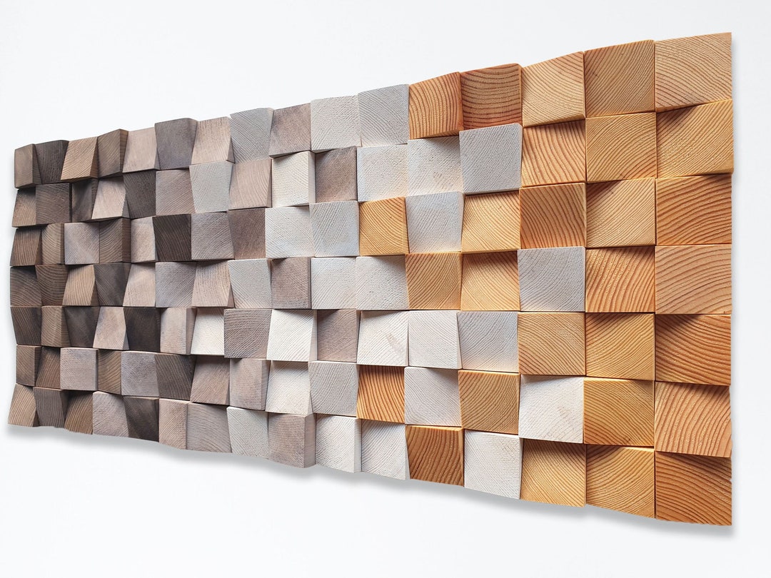 Large Wood Wall Art for Natural Decor, Abstract Painting on Wood in