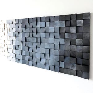 Black and White Wood Wall Art – Modern 3D Abstract Wooden Sculpture
