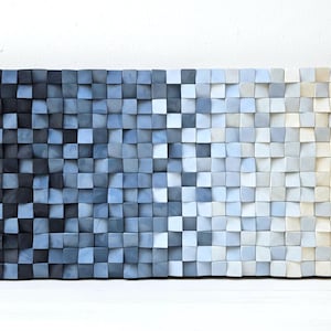 Navy blue Wood wall art —  Geometric wooden wall sculpture