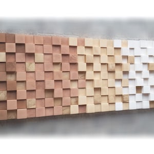 Gradient wood wall art, chocolate color wood wall decor, wood wall sculpture, wooden mosaic, modern wood art wall hanging, 3d wall decor
