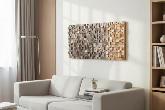Gradient Wood Wall Art, Modern Rustic Decor, Brown and Gold Tones
