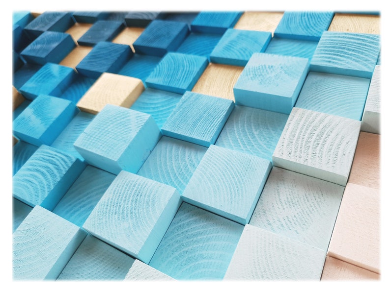 Blue and Gold Wooden Wall Decor Wood Wall Sculpture for Etsy