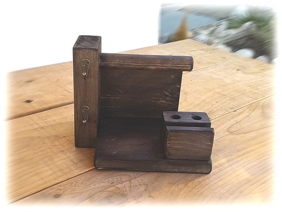Docking Station Men Desk Organizer Cell Phone Stand Wooden Docking Station Men Desk Organizer Cell