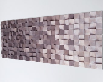 Large wall art, ombre wood wall art for living room decor, wood wall decor,  wood art wall hanging mosaic for rustic decor, wall sculpture