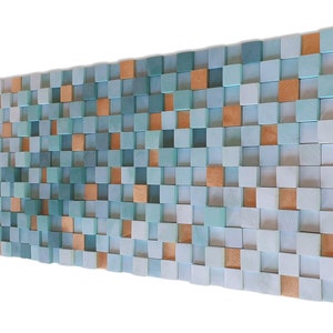 Wooden mosaic wall art for living room decor, Abstract wall decor for over fireplace, acoustic wood wall art for aesthetic room decor boho
