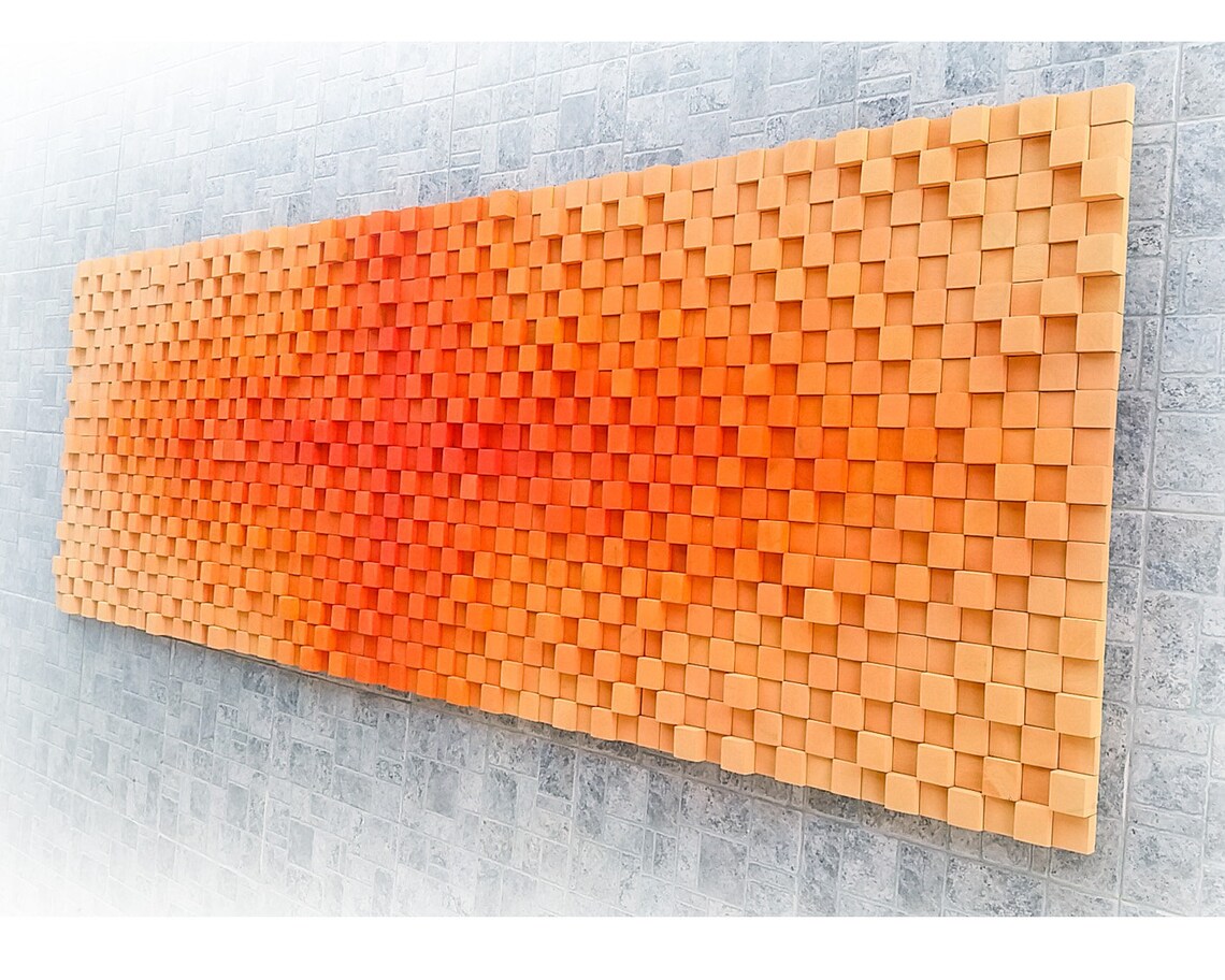 Burnt Orange Wall Decor Large Wood Wall Art Modern Wood Wall Etsy