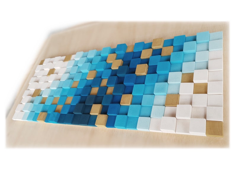 Blue and Gold Wooden Wall Decor Wood Wall Sculpture for Etsy