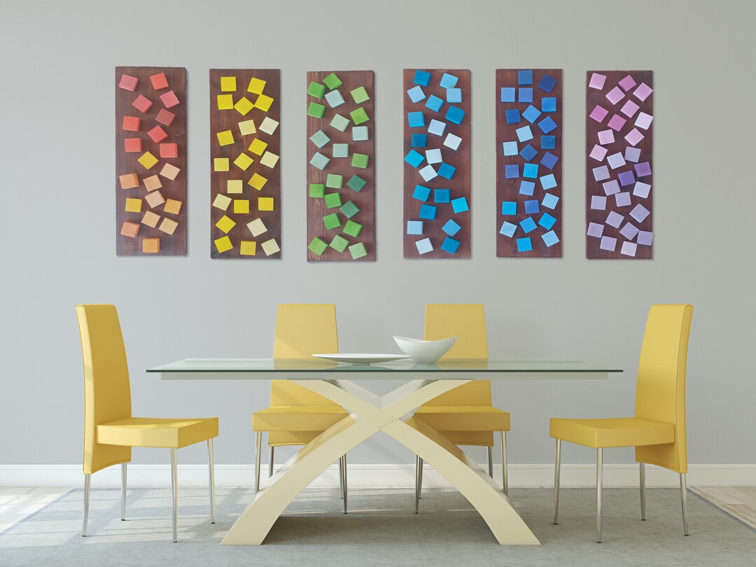 Rainbow Wood Wall Art Colorful Wooden Wall Art for Cheerful Etsy
