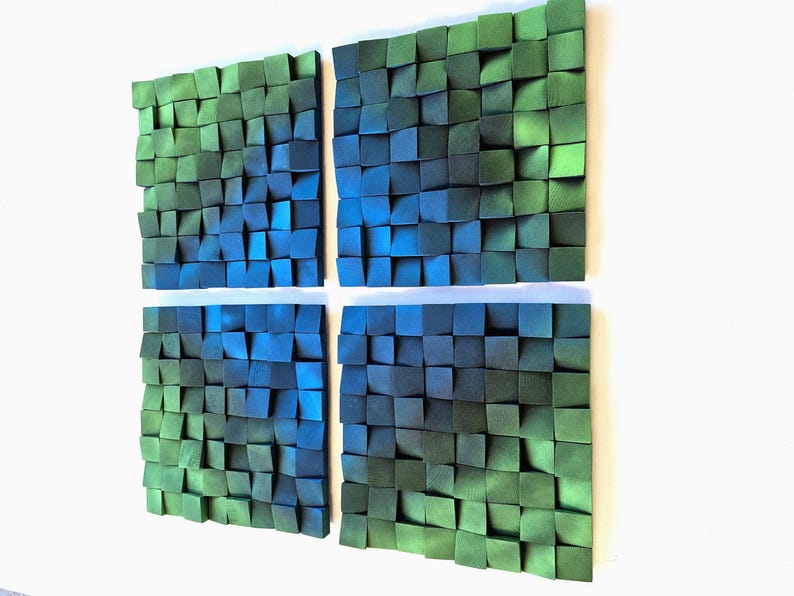 a collection of square-shaped, multicolored tiles arranged in a grid-like pattern.