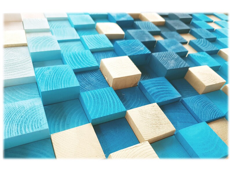 Blue and Gold Wooden Wall Decor Wood Wall Sculpture for Etsy