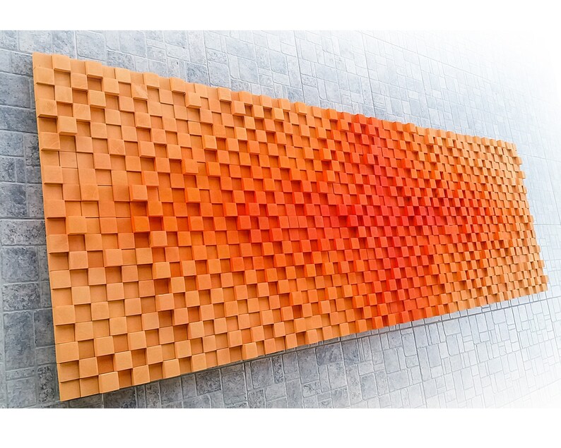 Burnt Orange Wall Decor Large Wood Wall Art Modern Wood Wall Etsy