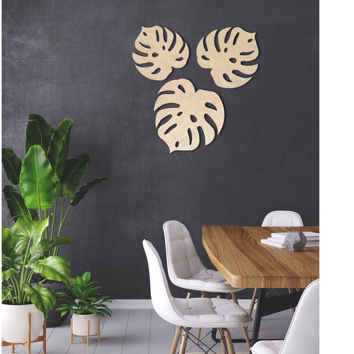 Monstera Leaf Wall Decor Wood Modern Sign Tropical Decor Etsy