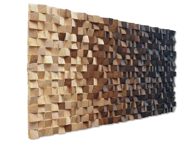 Holz Wand Dekor groß, Holz Wand Dekor modernes rustikales Stück, Holz Wand Mosaik für Wohnzimmer Dekor, Holz Wand Kunst, Holz Wand Dekor Bild 1