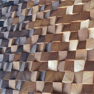 Large Wooden Wall Decor — Modern Rustic Mosaic Brown