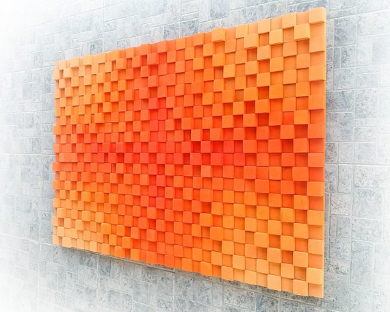 Rustic Large Wall Art Wood Burnt Orange Wall Decor Etsy