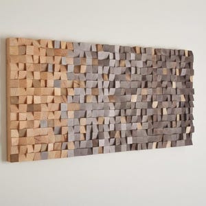 Gradient Wood Wall Art, Modern Rustic Decor, Brown and Gold Tones image 2
