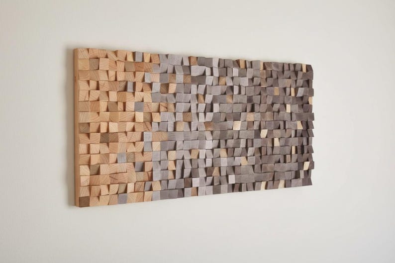 Gradient Wood Wall Art, Modern Rustic Decor, Brown and Gold Tones image 2