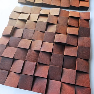 Farbverlauf Holz Wand Dekor für modernes Wohnzimmer, Holz Mosaik für Wand Dekor, Holz Skulptur Wand Kunst Panel in warmen Farbtönen für Wohndekor Bild 7