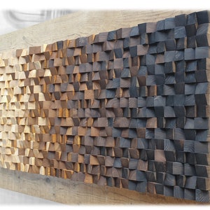 Holz Wand Dekor groß, Holz Wand Dekor modernes rustikales Stück, Holz Wand Mosaik für Wohnzimmer Dekor, Holz Wand Kunst, Holz Wand Dekor Bild 6