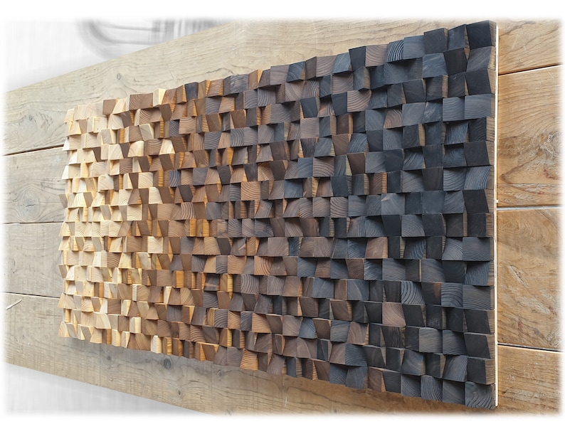 Holz Wand Dekor groß, Holz Wand Dekor modernes rustikales Stück, Holz Wand Mosaik für Wohnzimmer Dekor, Holz Wand Kunst, Holz Wand Dekor Bild 6