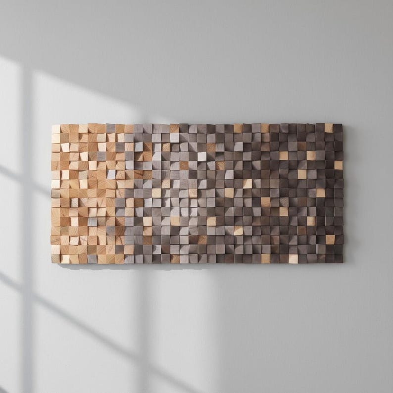 Gradient Wood Wall Art, Modern Rustic Decor, Brown and Gold Tones image 11