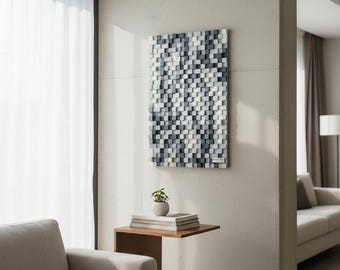 3D Wood Wall Art Sculpture – Custom Geometric Mosaic, Modern Wood Decor