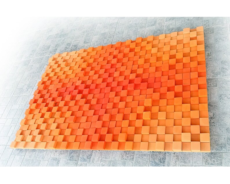 Rustic Large Wall Art Wood Burnt Orange Wall Decor Etsy