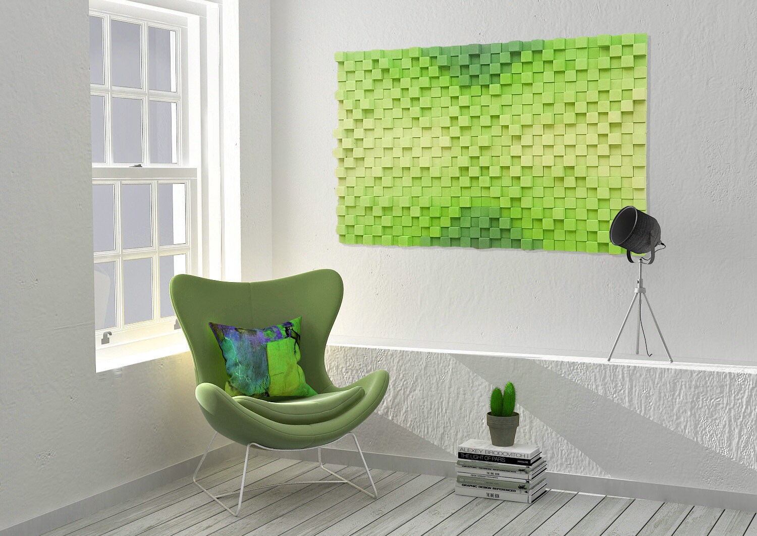 Décor Moderne de Mur en Bois Dans Les Tons Verts Ligt Pour Le Décor Rustique à La Maison, Mur