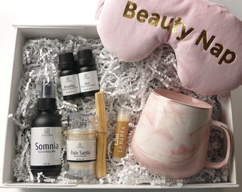 Mother's Day Gift Box - Relaxing Spa Experience Kit for Mom - Energy Cleansing Wood and Meditation, Personalized Mother's Day Gift