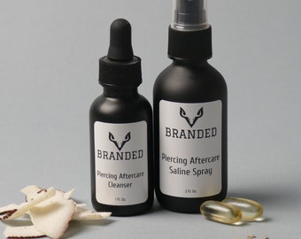 Piercing Care Set - Castile Soap & Saline Cleansers - Daily Piercing Maintenance - Perfect Gift for Piercing Lovers