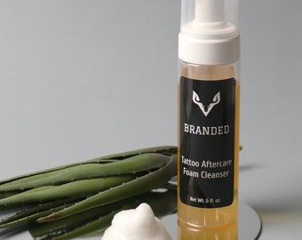 Tattoo Aftercare Cleansing Foam with Aloe Vera & Castile Soap, Gentle New Tattoo Wash