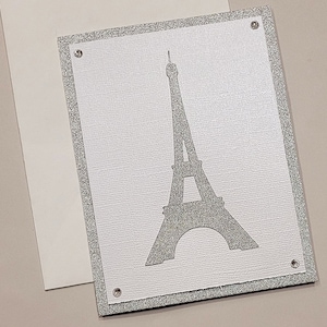 Carte Tour Eiffel / Carte toutes occasions / Paris France / Unique / Monument / Carte de Paris / Carte scintillante / Carte d'anniversaire de Paris / Argenté