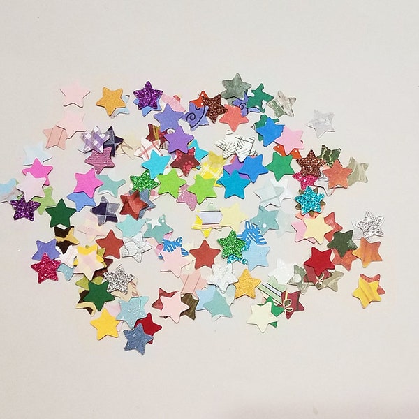 150 Half-inch Paper Stars / Paper Cut Outs / Star Die Cuts / Assorted Paper Stars / Star Embellishment / Crafting Stars / Star Confetti