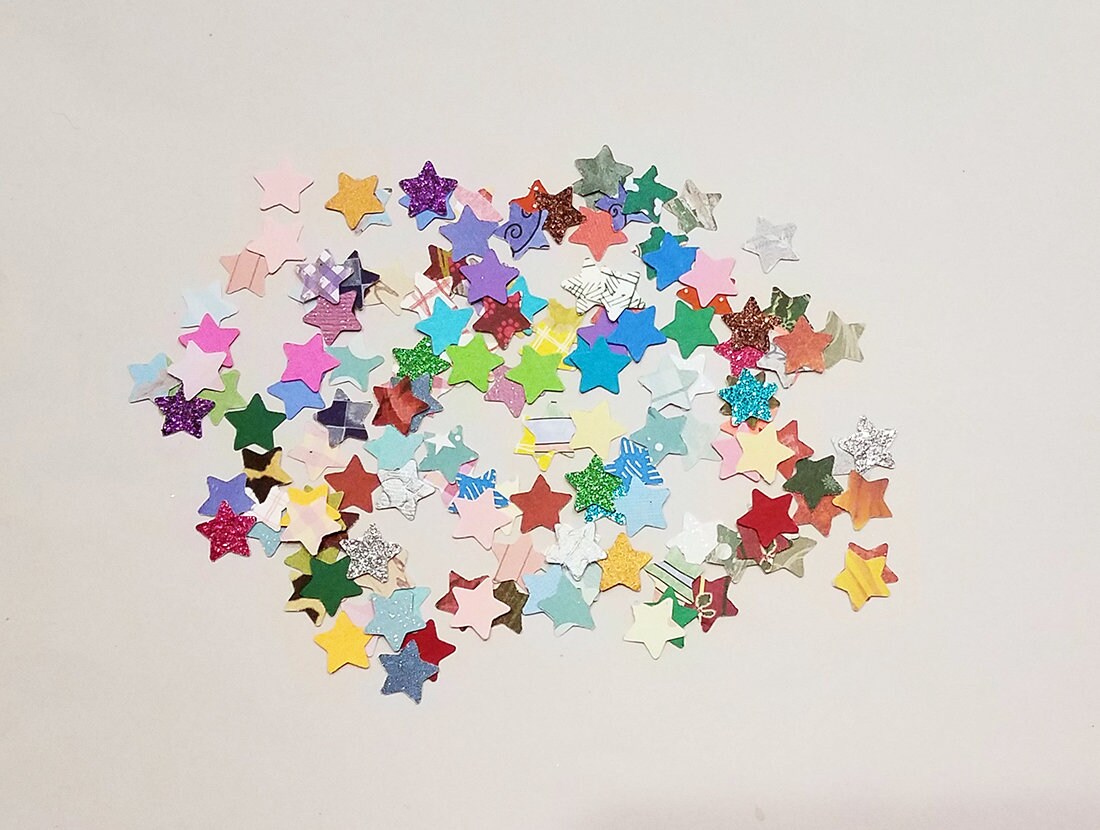 150 Halfinch Paper Stars / Paper Cut Outs / Star Die Cuts / Assorted