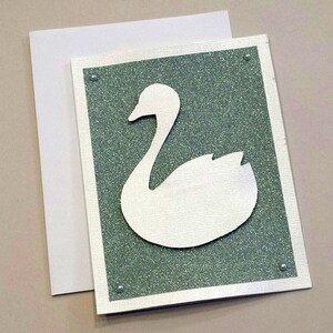 Tarjeta de cisne cortado a mano para cualquier ocasión / tarjeta de nota / tarjeta de cisne / única / tarjetas de animales / tarjeta brillante / azul / papelería / tarjeta de pájaro