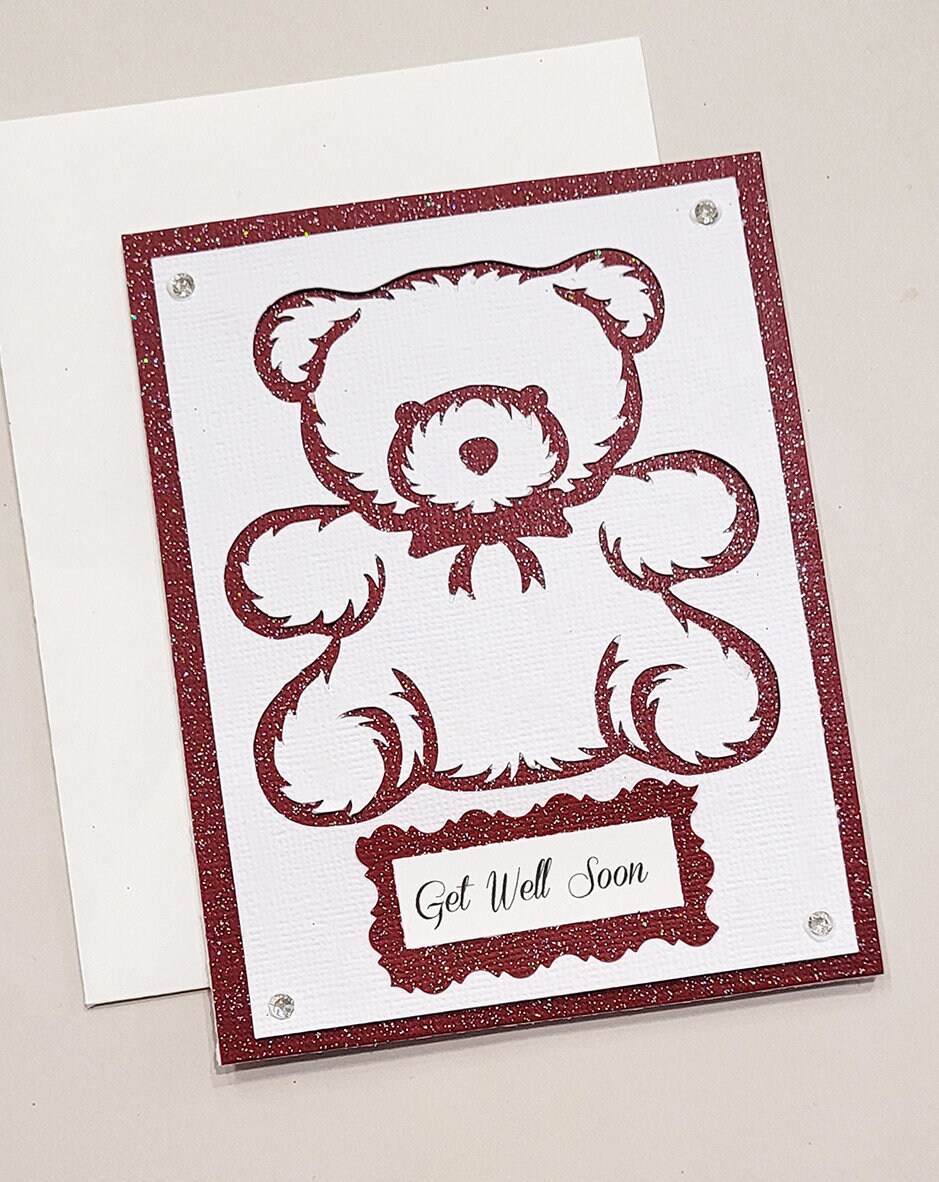 Teddy Bear Get Well Soon Card / Bear Sympathy Card / Unique / 
