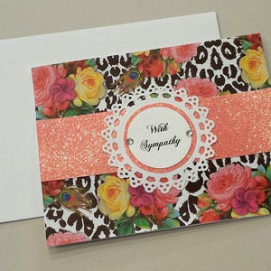 Carte de sympathie floral / Note carte fleur sympathie carte Unique Floral / avec sympathie / avec sympathie / brillant carte / Rose / Roses