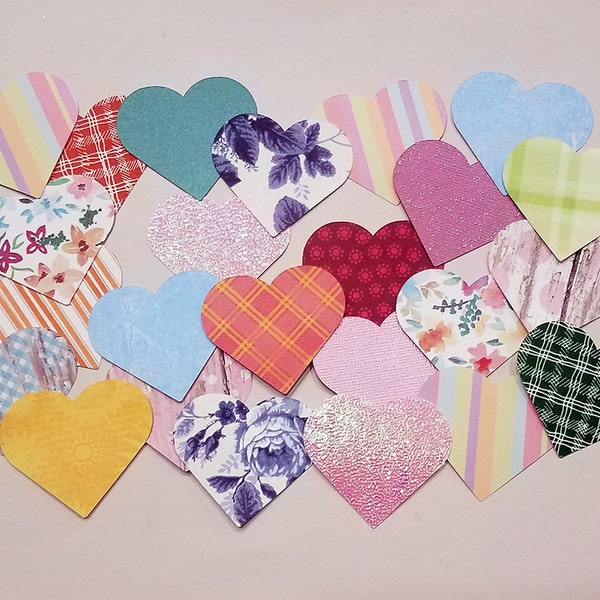 90 Paper Hearts / Paper Cut Outs / Heart Die Cuts / Assorted Paper Hearts / Heart Embellishment / Crafting Hearts / 2 inch / Cardmaking